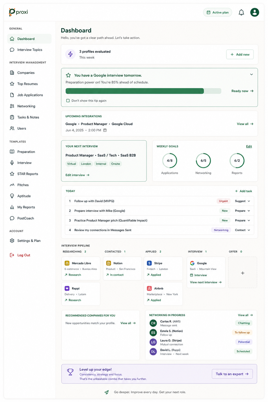 Proxi report showing the Readiness Index and the exact quote for every answer