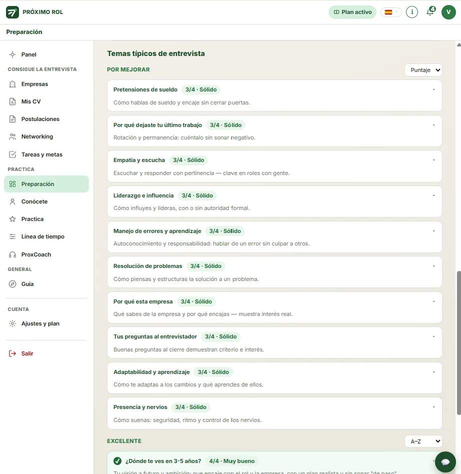 Historia STAR en ProxiCoach enlazada a la experiencia que la originó